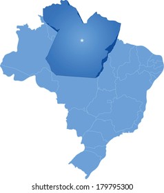 Political map of Brazil with all states where Para is pulled out