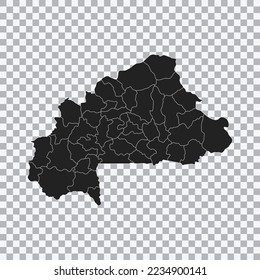 Political map of the Burkina Faso isolated on transparent background. High detailed vector illustration.