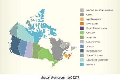 Political map of Canada with separable borders