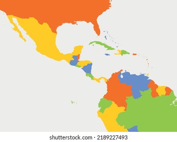 Political map of Central American and Caribbean