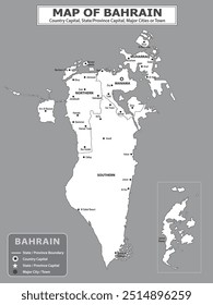 Political map of country with capital, province or state capital, major cities and town.