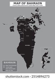 Mapa político do país com capital, província ou capital do estado, principais cidades e cidade.