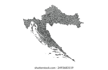 Political Map of Croatia isolated on white background. for website layouts, background, education, precise, customizable, Travel worldwide, map silhouette backdrop,earth geography, political,reports.