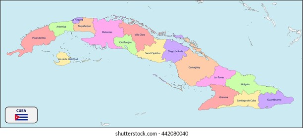 Political Map Cuba Names Stock Vector (Royalty Free) 442080040 ...