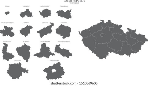 political map of Czech Republic on white background