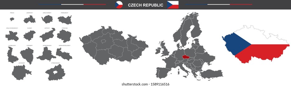 political map of Czech Republic on white background
