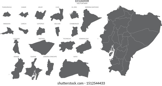 political map of Ecuador on white background
