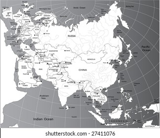 Political map of Eurasia