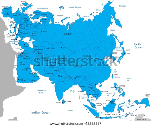 Political Map Eurasia Stock Vector (Royalty Free) 43282357