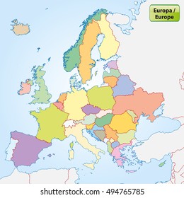 Unlabelled Map Of Europe Political Map Europe Stock Vector (Royalty Free) 494765785 | Shutterstock