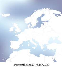 Political Map Of Europe. Abstract blurred background. Vector Illustration