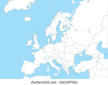 Mapa político de Europa con fronteras de las regiones.