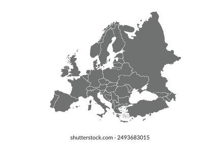 Mapa político de Europa aislado sobre fondo blanco. para diseños de Sitio web, fondo, educación, preciso, personalizable, Viajes por todo el mundo, silueta de mapa de fondo, geografía de la tierra, política, informes.