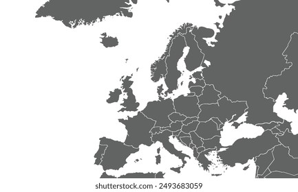 Political Map of Europe isolated on white background. for website layouts, background, education, precise, customizable, Travel worldwide, map silhouette backdrop, earth geography, political, reports.