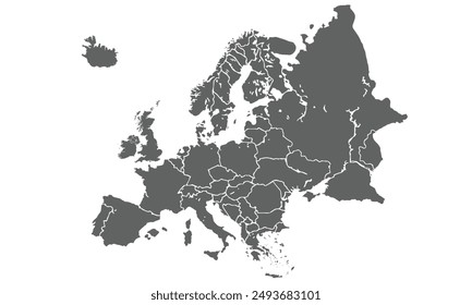 Political Map of Europe isolated on white background. for website layouts, background, education, precise, customizable, Travel worldwide, map silhouette backdrop, earth geography, political, reports.
