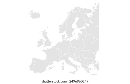 Political Map of Europe isolated on white background. for website layouts, background, education, precise, customizable, Travel worldwide, map silhouette backdrop, earth geography, political, reports.