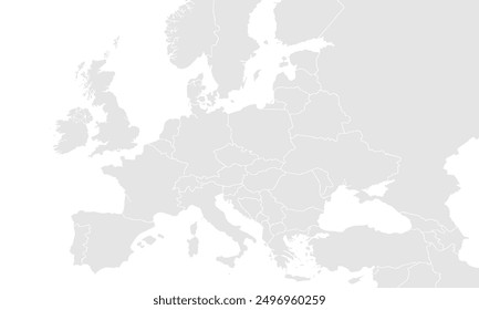 Political Map of Europe isolated on white background. for website layouts, background, education, precise, customizable, Travel worldwide, map silhouette backdrop, earth geography, political, reports.