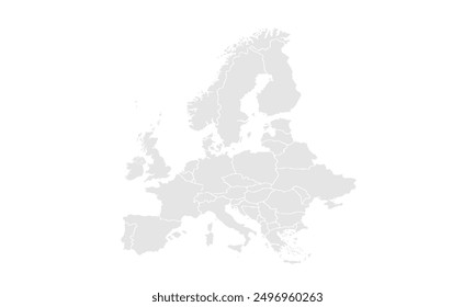 Political Map of Europe isolated on white background. for website layouts, background, education, precise, customizable, Travel worldwide, map silhouette backdrop, earth geography, political, reports.