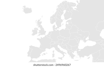 Politische Landkarte von Europa einzeln auf weißem Hintergrund. für Website-Layouts, Hintergrund, Bildung, präzise, anpassbar, Reisen weltweit, Karte Silhouette Hintergrund, Geografie der Erde, Politik, Berichte.