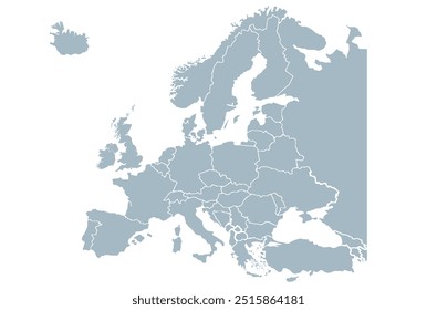 Mapa político da Europa. mapa vetor branco colorido moderno com capitais de países europeus.