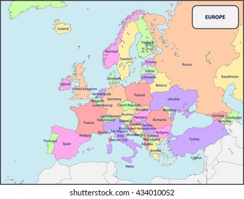 Political Map Europe Names Stock Vector (Royalty Free) 434010052 ...