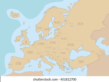 Political Map Europe Names English Vector Stock Vector (Royalty Free ...