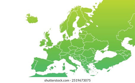 Mapa político de Europa. Mapa de Vector con capitales de países europeos y masas de agua en todo el continente.