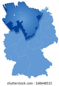 Political map of Germany with all states where Lower Saxony is pulled out