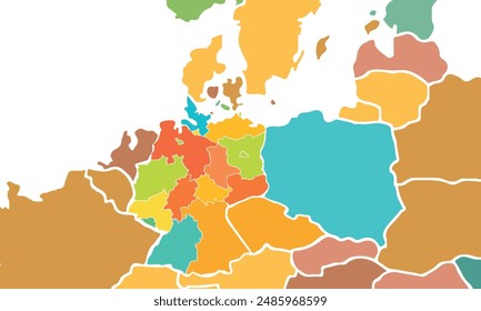 Political map of Germany isolated on white background.modern colorful style. for website layouts, background, education, precise, customizable, Travel worldwide, map silhouette backdrop,earth.