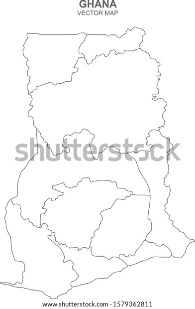 Political Map Ghana On White Background Stock Vector (Royalty Free ...