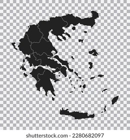 Political map of the Greece isolated on transparent background. Vector.