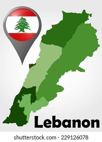 political map with green shades and map pointer.