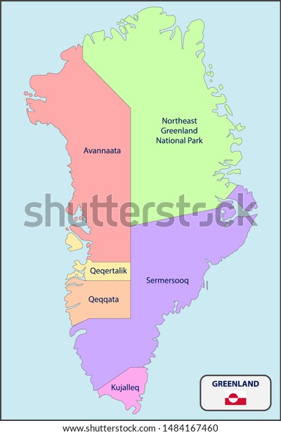 Political Map Greenland Names Stock Vector (Royalty Free) 1484167460