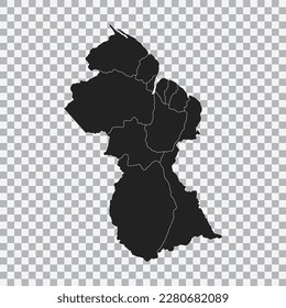 Political map of the Guyana isolated on transparent background. Vector.