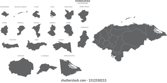 political map of Honduras on white background