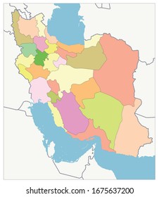 Political Map of Iran. No text. Image contains layers with outline contours.