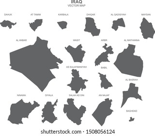 political map of Iraq on white background