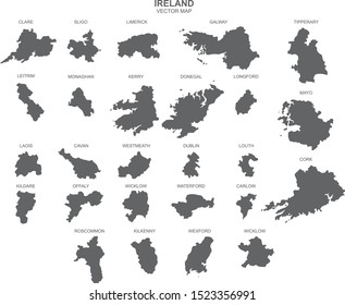 political map of Ireland isolated on white background