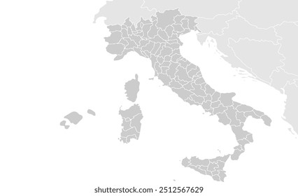 Politieke kaart van Italië. provincies kaart van Italië met grijze, blanco kaart.