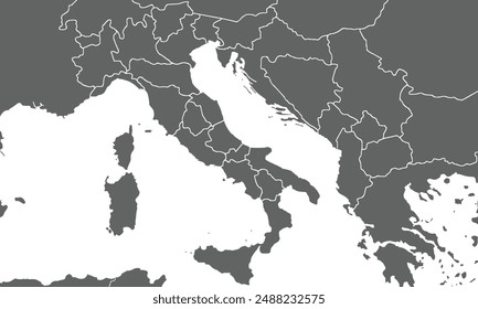 Political Map of italy isolated on white background. for website layouts, background, education, precise, customizable, Travel worldwide, map silhouette backdrop, earth geography, political, reports.