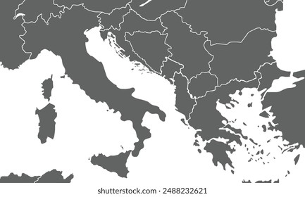 Political Map of italy isolated on white background. for website layouts, background, education, precise, customizable, Travel worldwide, map silhouette backdrop, earth geography, political, reports.