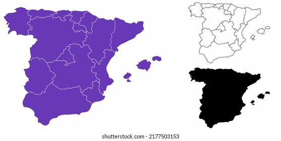 Political map kingdom of Spain isolated on white background