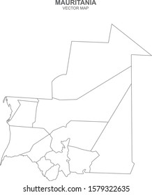 political map of Mauritania isolated on white background