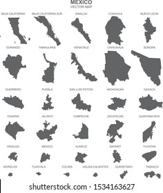 political map of Mexico isolated on white background
