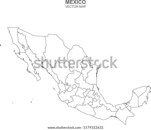 Political Map Mexico Isolated On White Stock Vector (Royalty Free ...
