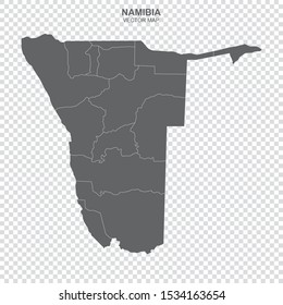 political map of Namibia isolated on transparent background