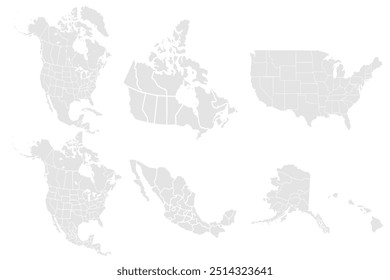 Politische Landkarte von Nordamerika. Landkarte des amerikanischen Kontinents Bilder