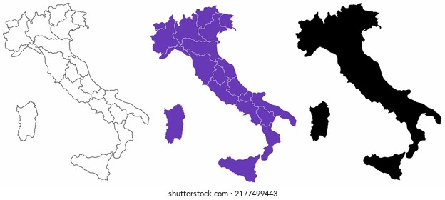 Political map republic of italy