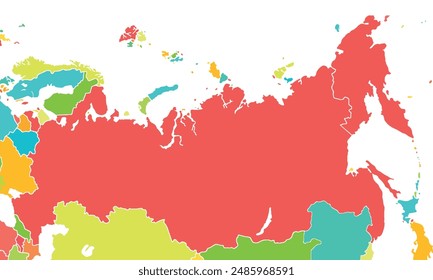 Political map of Russia isolated on white background.modern colorful style. for website layouts, background, education, precise, customizable, Travel worldwide, map silhouette backdrop, earth geogra