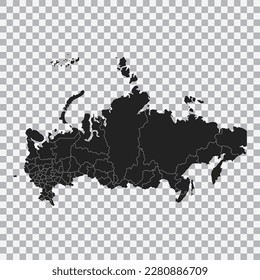 Political map of the Russian Federation isolated on transparent background. Vector.